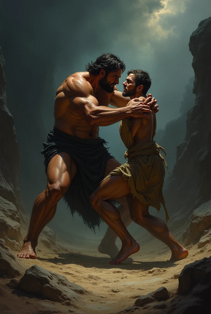 Cain and Abel fighting