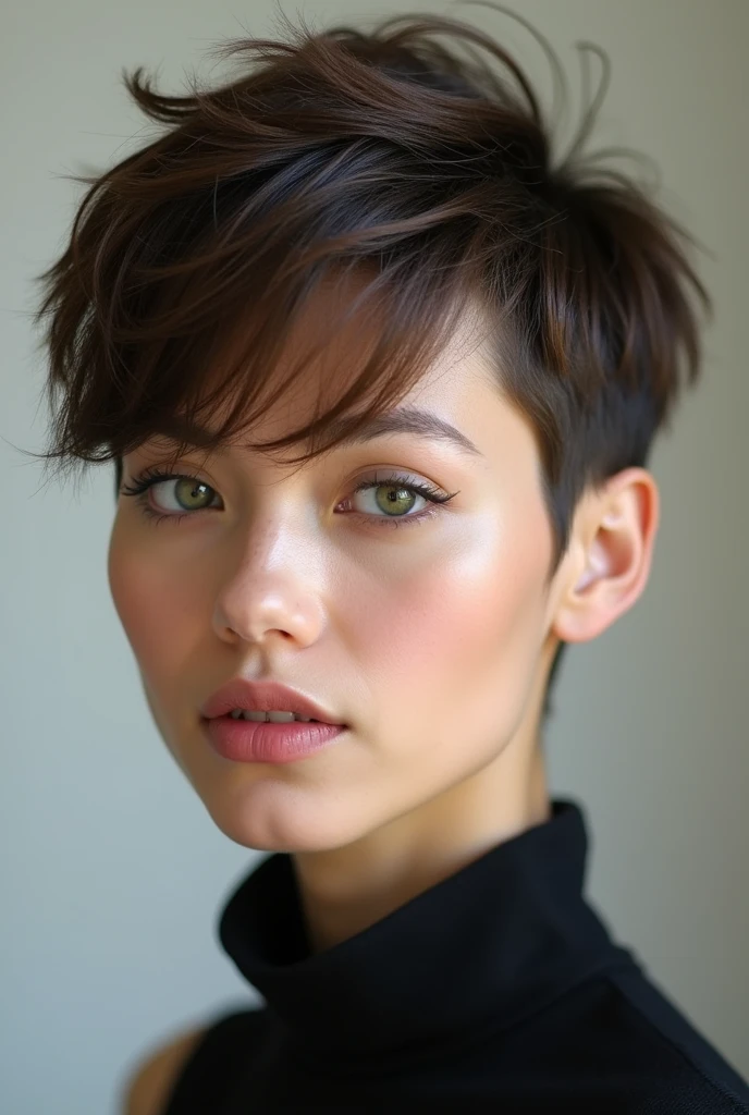 The perfect short haircut for me who has green eyes, an oval face and a defined jaw