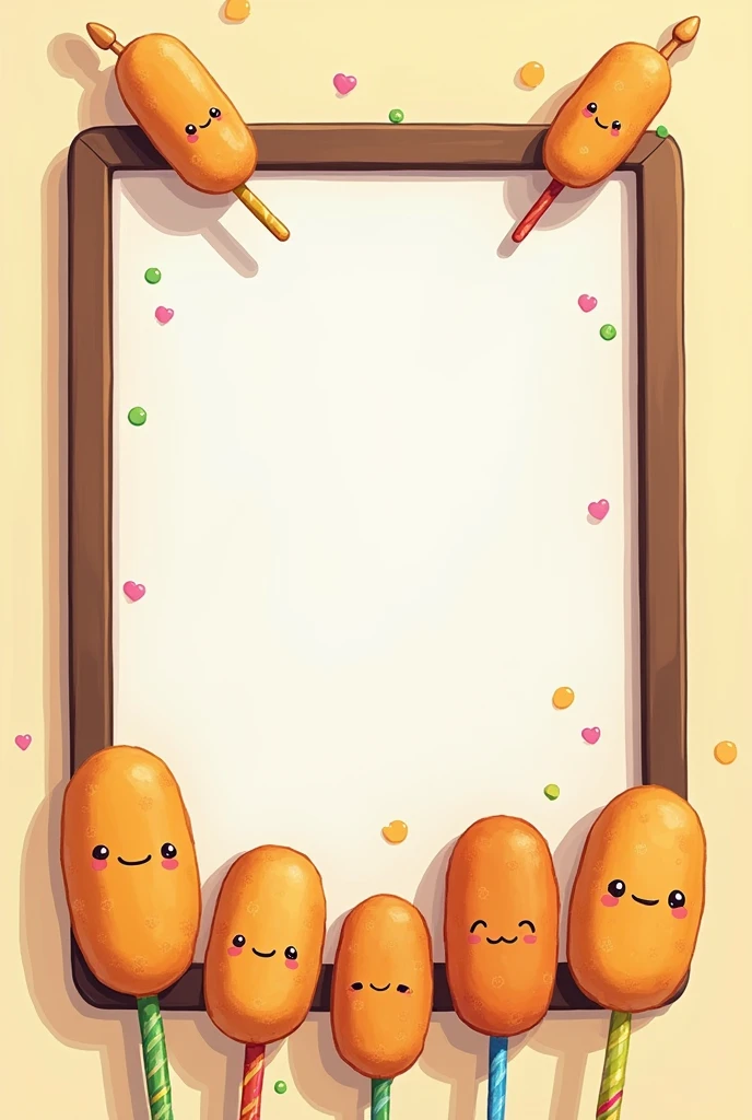 Blank menu on corn dogs with kawaii sticks