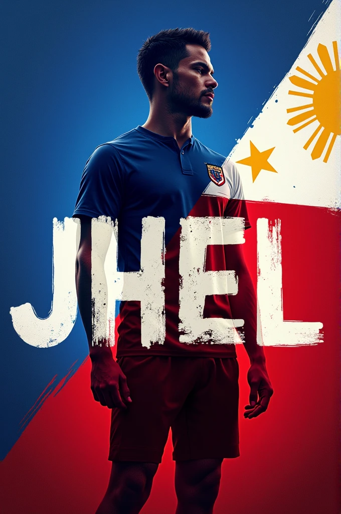 Creat name "JHEL" in philippine flag with a man in back ground