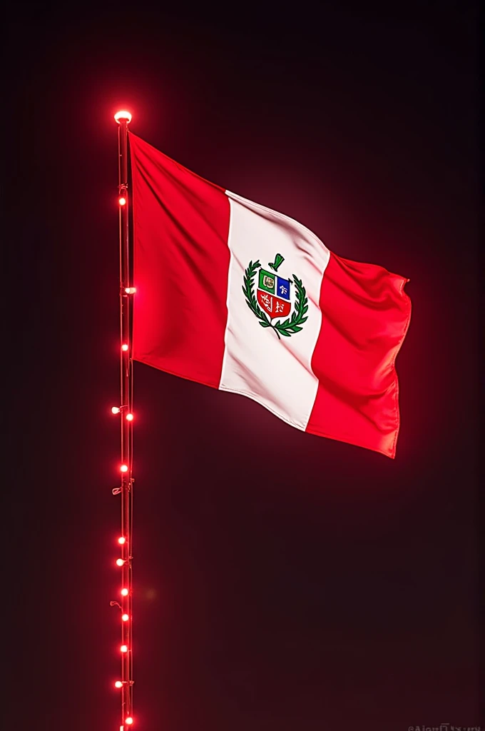 Flag of Peru without coat of arms with red and white lights on