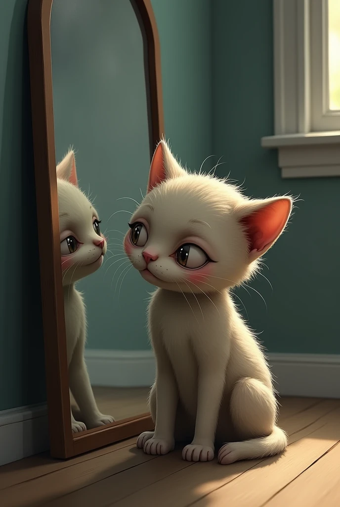 The kitten was so ugly that when he got home he couldn't even look at himself in the mirror.