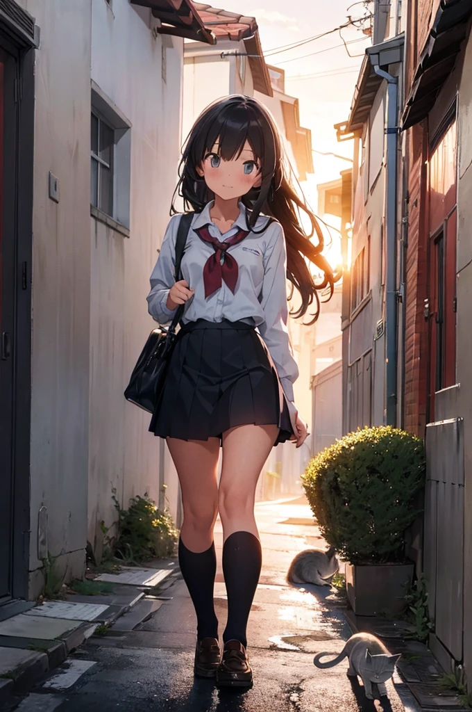 (High-resolution images, Atmospheric perspective, 8K, Very detailed, Accurate, Highest quality), woman, (Winter clothes, Jacket, skirt), avert your eyes, (Realistic eye size, Droopy eyes), Spread your legs, Squat, smile, Sweat, (Dark Downtime, sunset), boots, Downtown Area), ((Very detaileded drawing luxury panties)), (((her long-skirt lining between her legs))), Long Hair, Small breasts、Browsing Caution