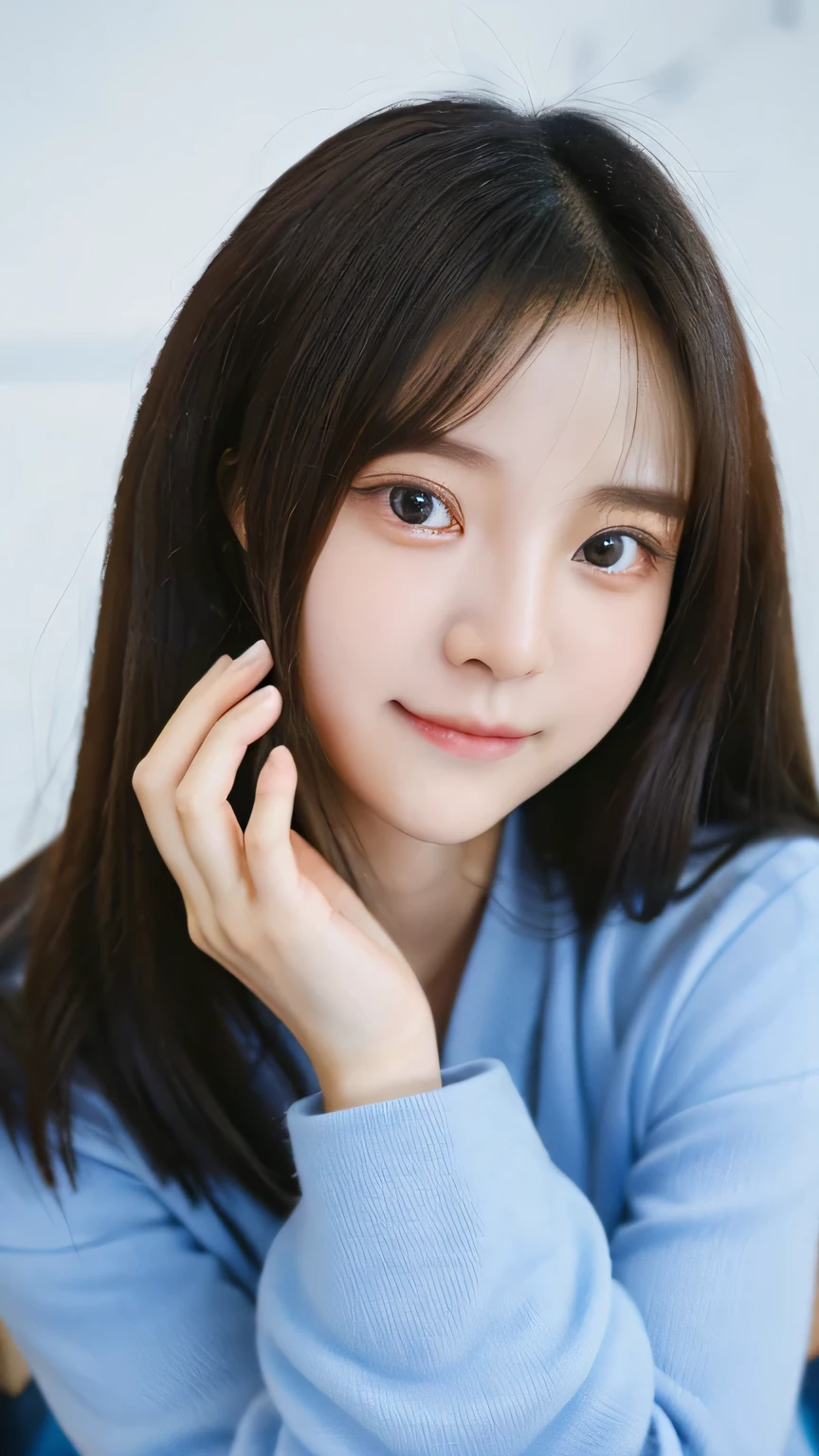 student girl korean cute face model studio photo double background her home