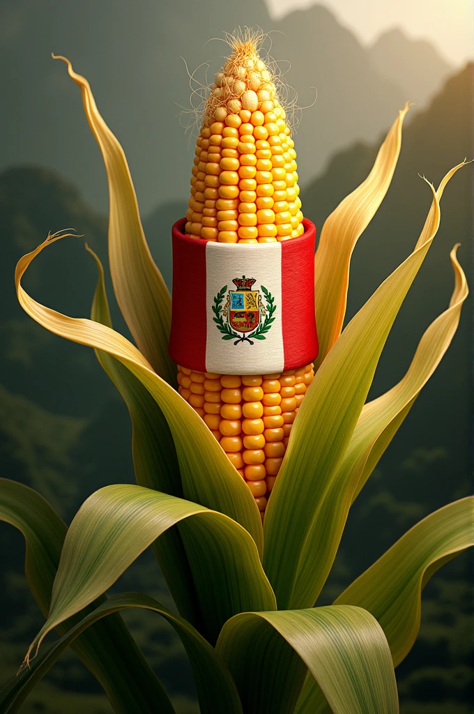 Corn with the flag of Peru