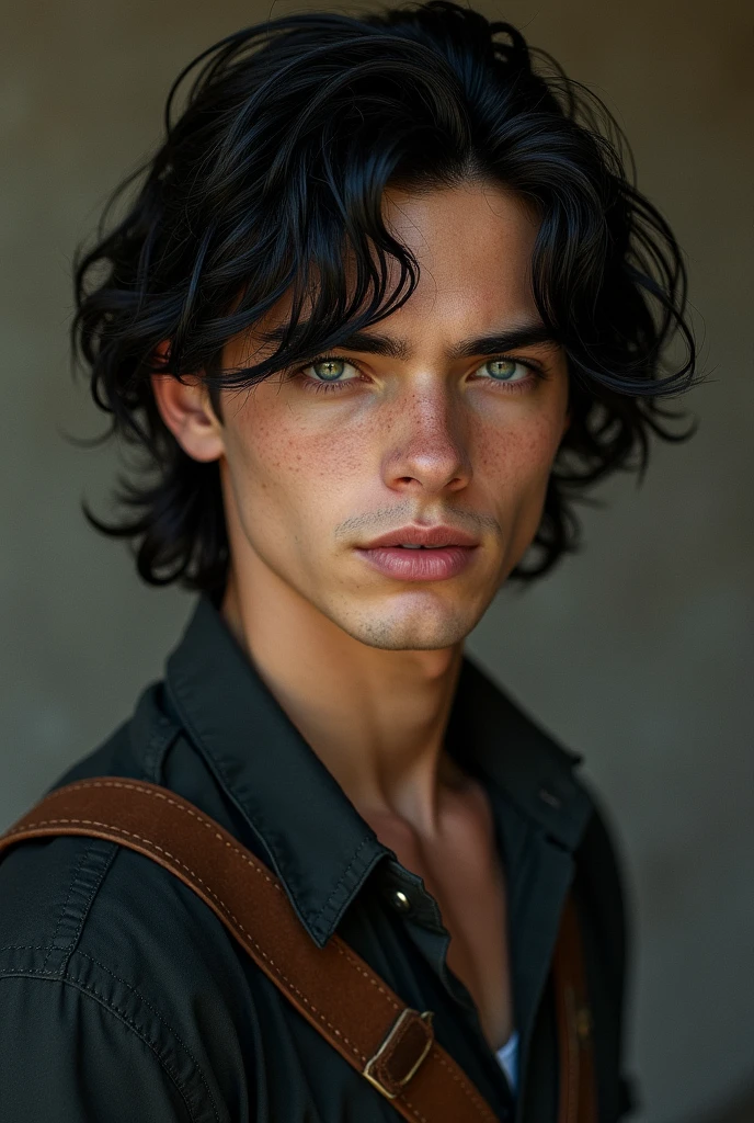 Ewan Thorn, possesses the typical Thorn features: lightly tanned skin, black hair that falls in gentle curls, , and intense heterocromic colored eyes, left eye is blue, right eye is brown. 25 years old, The youngest of the Thorne brothers, Ewan is still finding his place within the family. He’s the most gentle and artistic, with a talent for carving intricate designs into wood. Despite his softer side, Ewan is still a force to be reckoned with, especially when his family is threatened.
