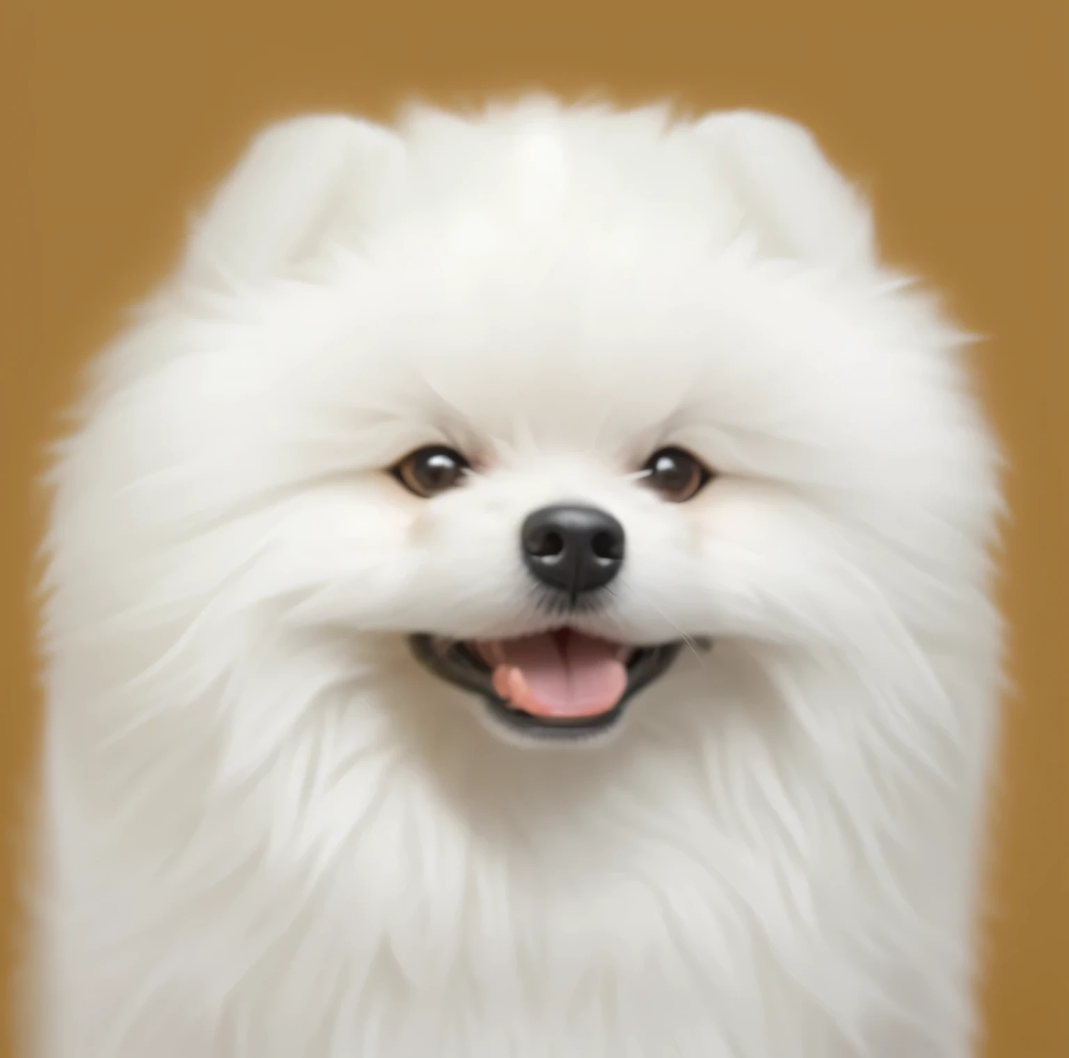 a very cute furry dog, eyes black, hair drawn like cartoons, Perfectly drawn Eyes, eyes like a cartoon, gorgeous eyes, perfects eyes, She is very happy, She is smiling, the image is very detailed