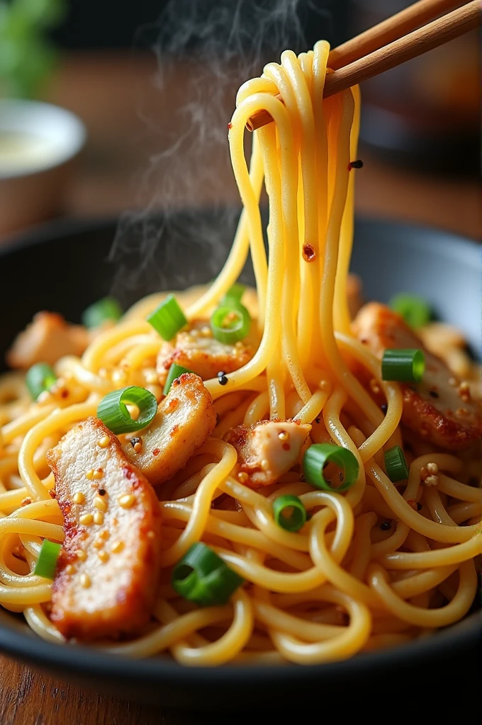 Noodles with chicken egges