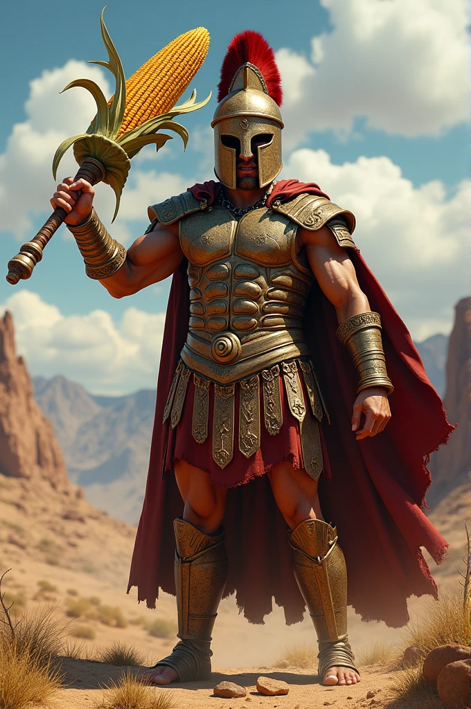 A Spartan with a corncob 