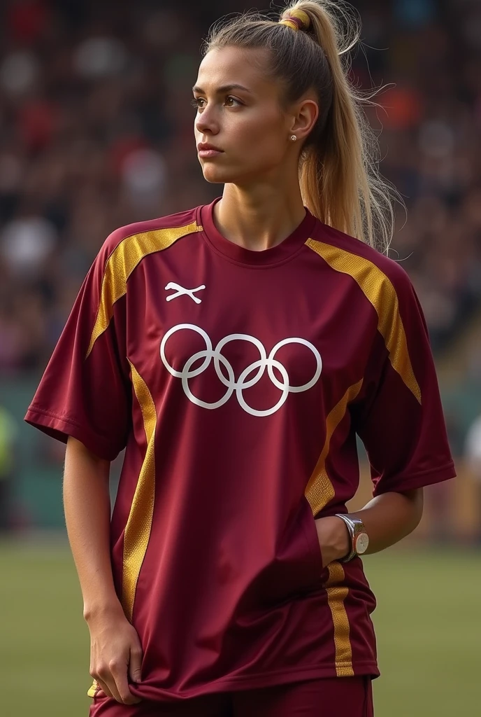maroon olympics clothing, gold and garnet