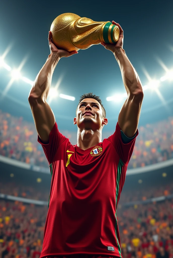 Cristiano Ronaldo with a World Cup