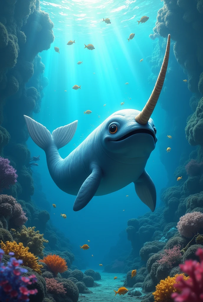 Scuba diving narwhal