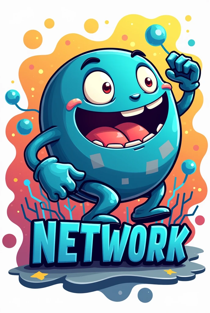 Generate a logo for a network maintenance design career and make the logo quite comical and fun