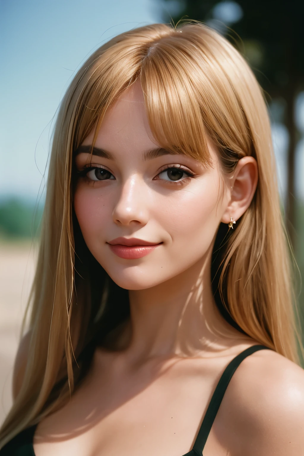 Photo of the most beautiful woman in history, soft smirk, Portra 400