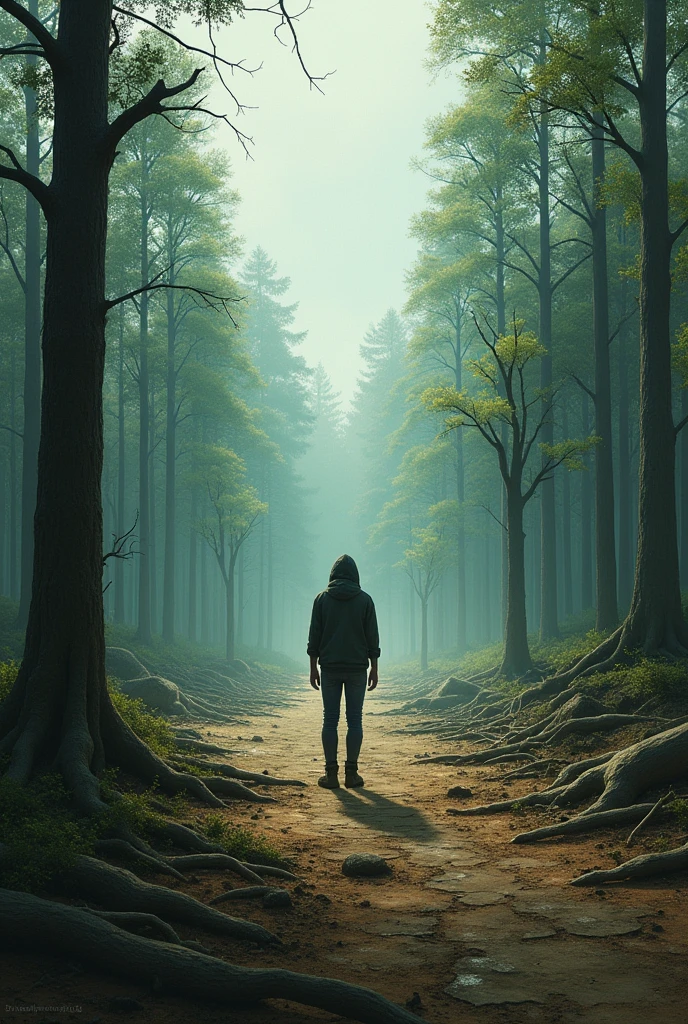 create a deforestation themed work cover