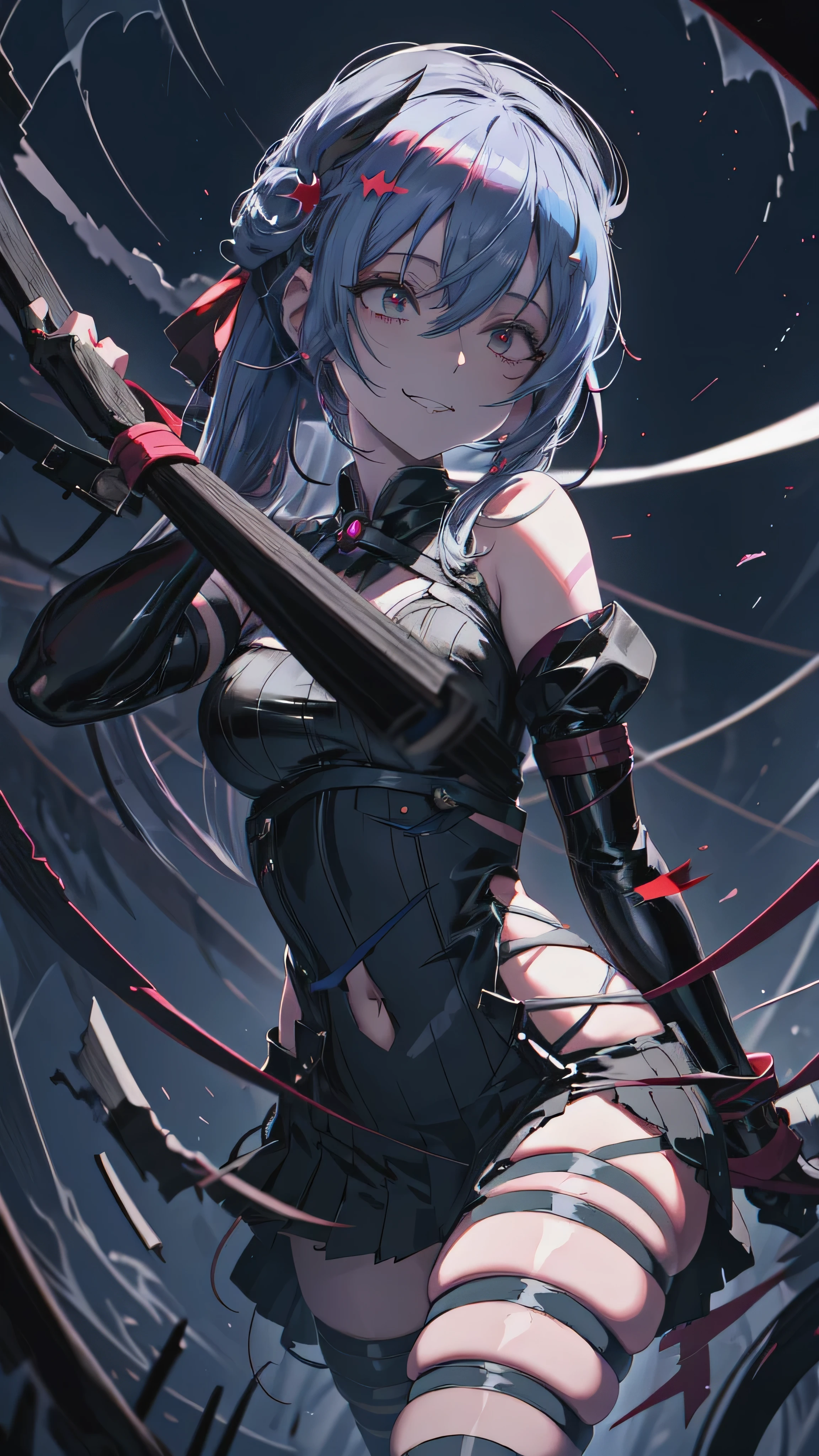 Anime Girls, gapmoe Yandere grimdark, gapmoe Yandere,, Yandere, Yandere intricate, portrait gapmoe Yandere grimdark, Anxious smile, [[[[smile wickedly]]]], Laughing lasciviously, Thrasher Smile Latex,elbow gloves