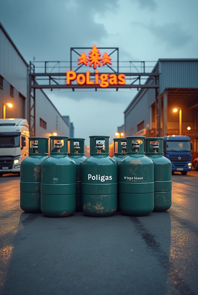 Realistic photo of a cooking gas cylinder company called poligas