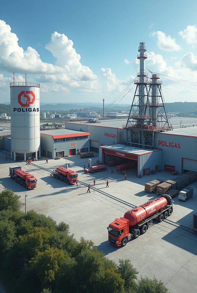 Realistic photo of a cooking gas cylinder company called poligas