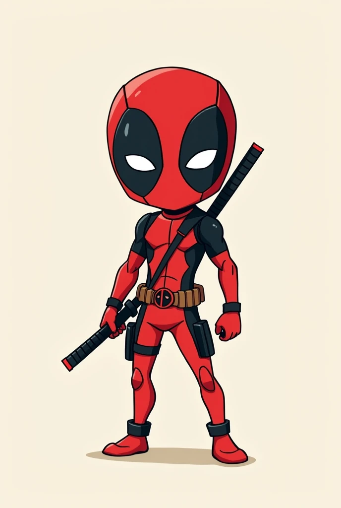 Little Deadpool in stick and back cartoon
