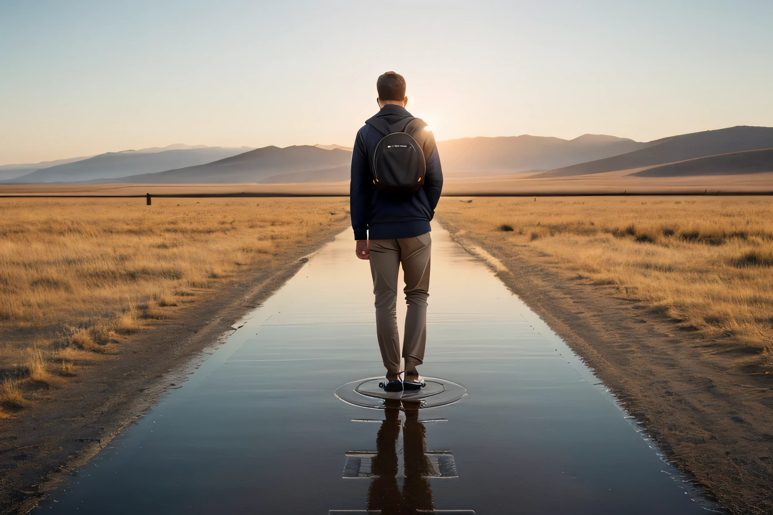 "A person stands at a crossroads, symbolizing the journey of identity and the choices that come with it. The background features multiple paths, each lined with different symbols of identity—such as sports memorabilia, cultural icons. The person holds a simple compass, representing self-reflection and the importance of staying true to oneself. The scene should evoke a sense of balance, direction, and introspection, capturing the complexity of navigating various identities while maintaining a sense of self."