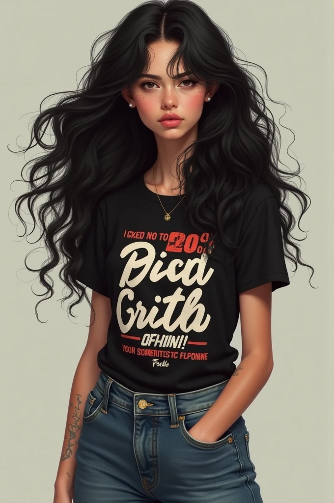 Dark and voluminous hair, maybe longer or looser. Dress casually in t-shirts with messages, jeans or skirts, and accessories related to their causes. Maintains a critical and reflective expression, with a short stature that highlights his personality.