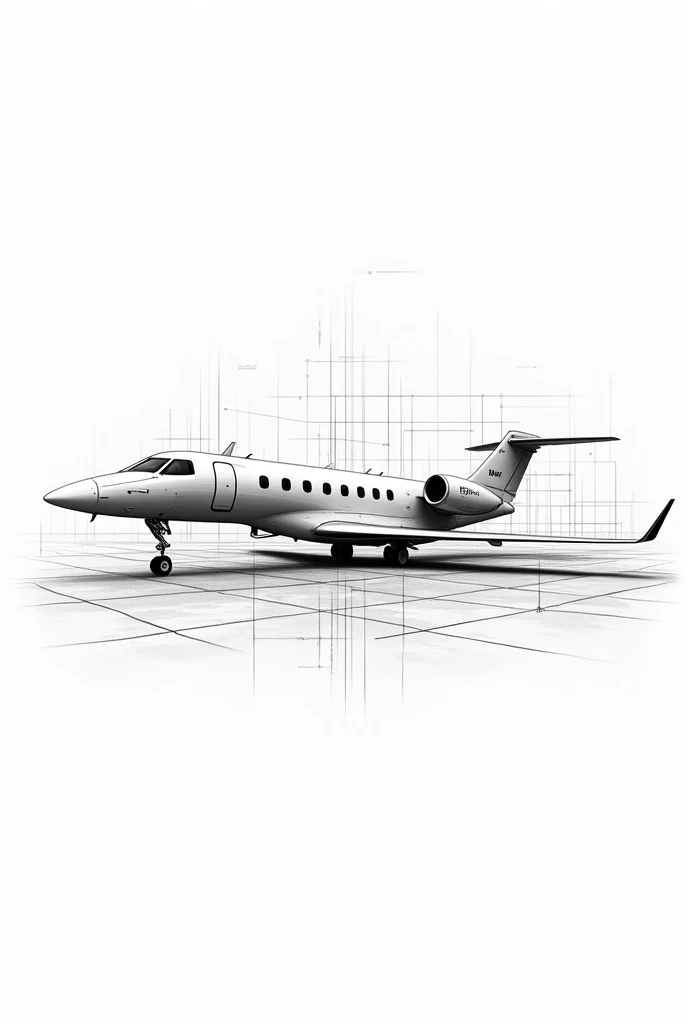A black and white drawing about Embraer
