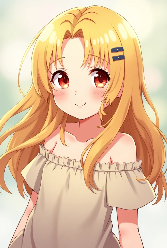 Create an image of a age girl but anime with blonde hair