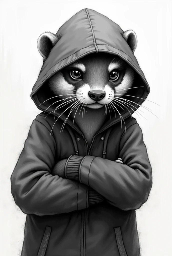 ANGRY HOODED OTTER HACKER DRAWING 