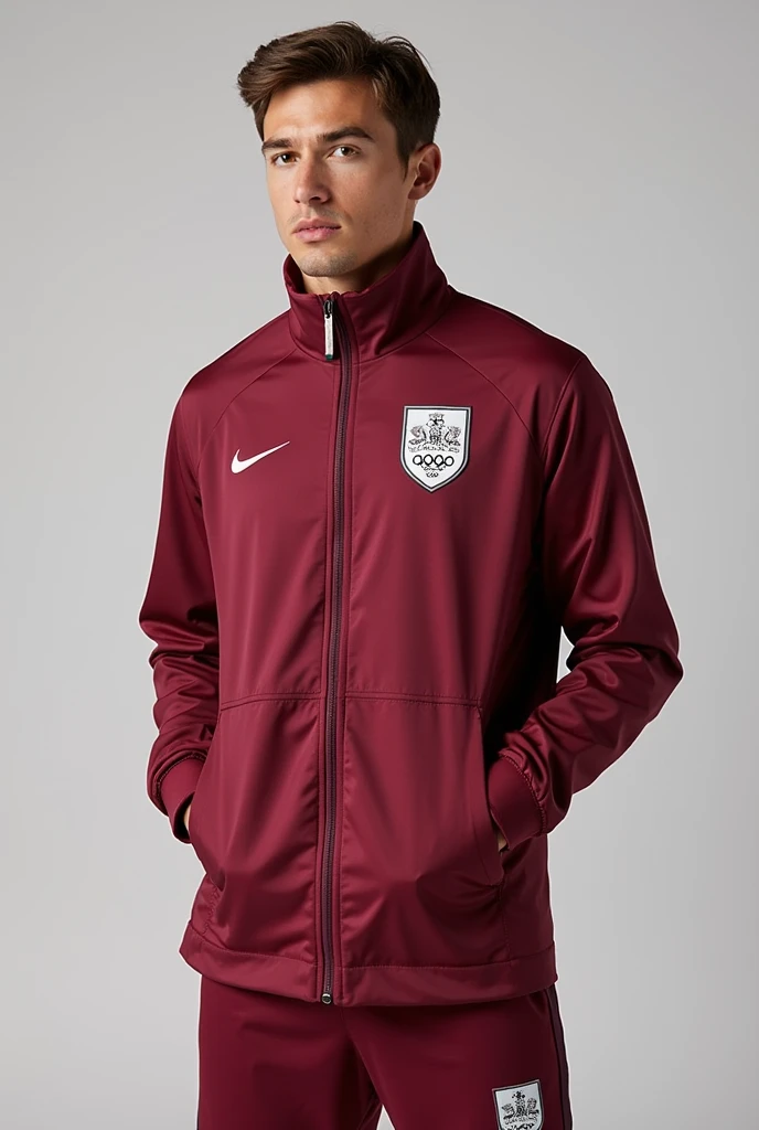 Maroon and white olympics clothing