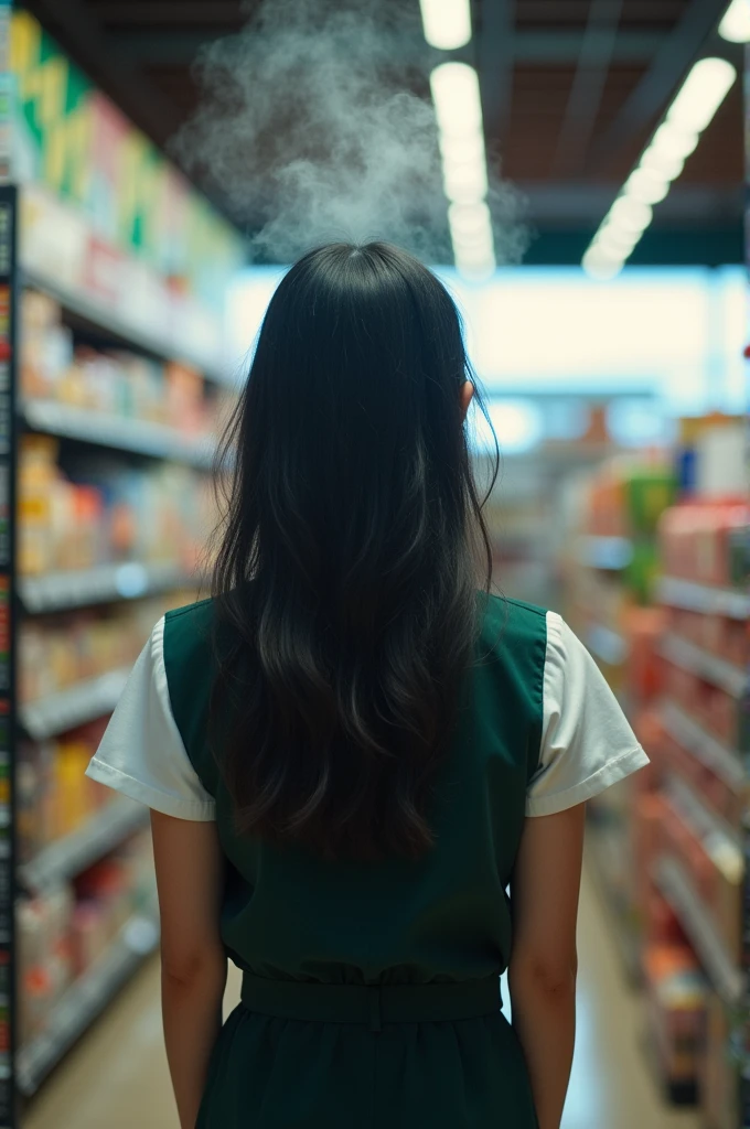 ((velocity)),Attacked by farts, (((Women farting))),(girl farting while stand)),frowned,velocity,(a female cashier at the supermarket),(wearing a cashier uniform and jeans),(((facing here),(her butt facing here)) (long hair black hair),(Woman),(supermarket cashier ),(masterpiece:1.2、top-quality)、(the Extremely Detailed CG Unity 8K Wallpapers、Ultra-detail、Best Shadows)、(Detailed background)、(The best lighting、extremely delicate and beautiful)、depth of fields、1girl in、report、upward looking gaze、