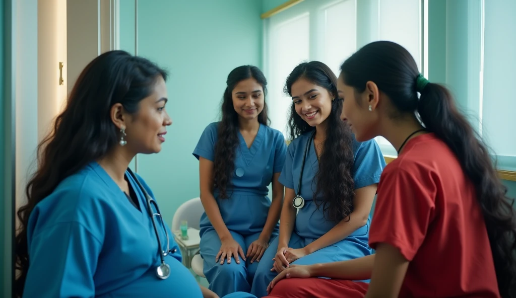 highly detailed,best quality,in luxerius items sorrounded bright lighted modern indian doctors' clinic,70 years old indian eldery pregnant three ladies in blue half sarees with thier very much big bust,they visited a 40 years old young indian doctor,The 40 years old indian lady doctor worn a red half saree with her very big bust,Her hair also black color 30 years old rapunzel hair,They are lesbians,One eldery 70 years old lady sitting on the doctors' ,40 years old doctor bend over and licking ear putting her tongue out,The other 70 years old two ladies wildy kissing doctors head scalp,they have eldery gray-black very long high volumed hairs,They were treated with excesive wet look hair-gel and hair-oil bath,only hairs are tightly slick combed very well and neat combed cascading in one stream,revealing one streamed combed hair lines highly visible,due to slickness hairs are shining like mirrors,they all having sagging hanging eldery breasts,But all bodies are perfect figures,{{{{Full Bodies,head to foot}}}},{{{{Full Nude}}}},{{{{{{Eldery indian women}}}}}}},{{{{{Wet hairs,Totaly oil wet hairs,}}}}},{{{{{Perfect color grading}}}}},{{{Show their elderity with the pregnancy}}}},{{{{Showcsse all three ladies in picture}},{{{{shocase they do kissing and licking}}}},((((All hair lines are highly visible)))))),((((((All ladies eldery and younger ages are highly defined in perfect figure outings))))))), (((((((((((((All prompt details to be include)))))))))