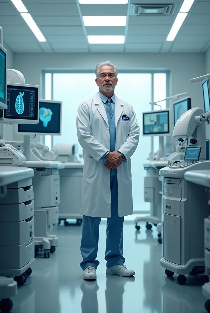 Imagine a man standing in front of medical equipments
