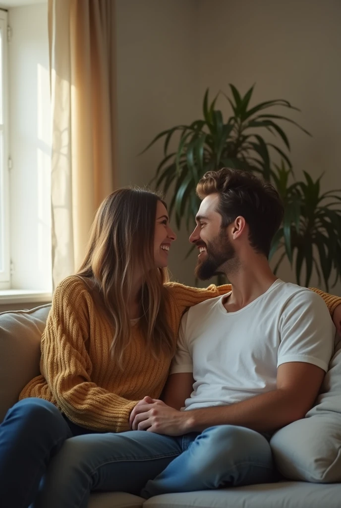 couple far apart from each other sitting on the couch