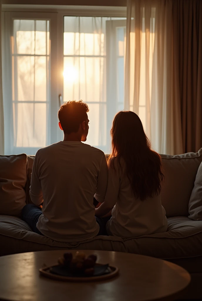 couple far apart from each other sitting on the couch