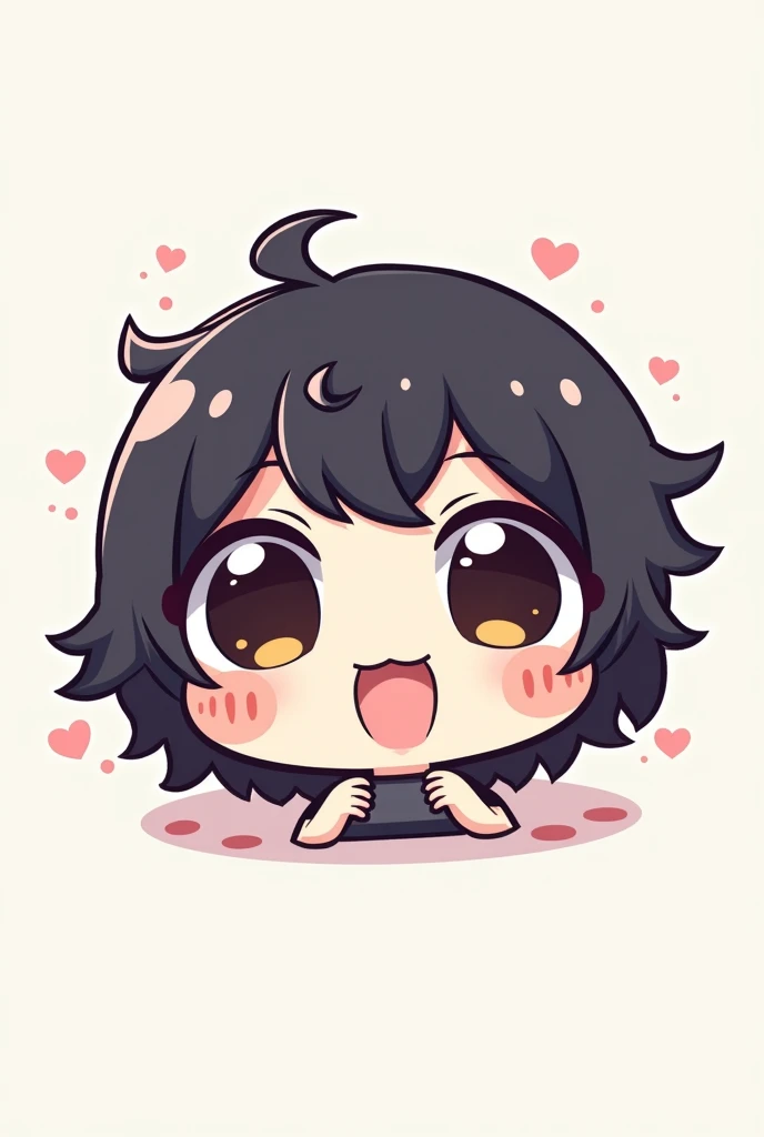 Kawaii black-haired logo for a video game channel