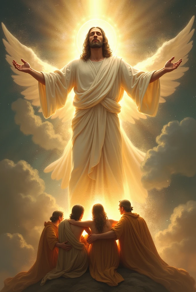 God embracing his worldly children