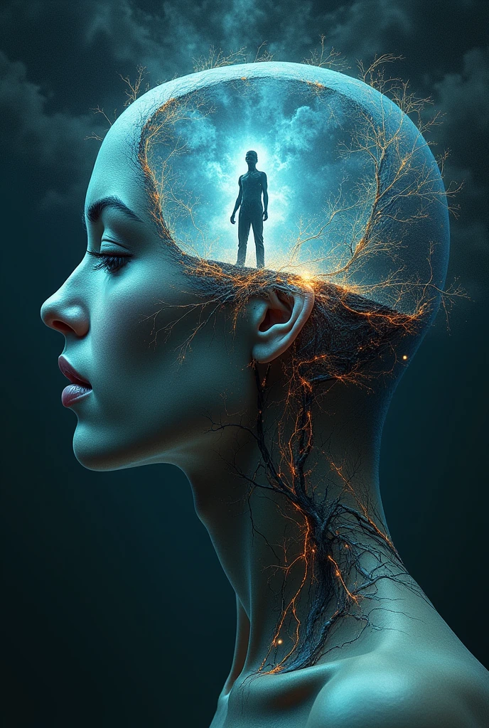 Man inside female head