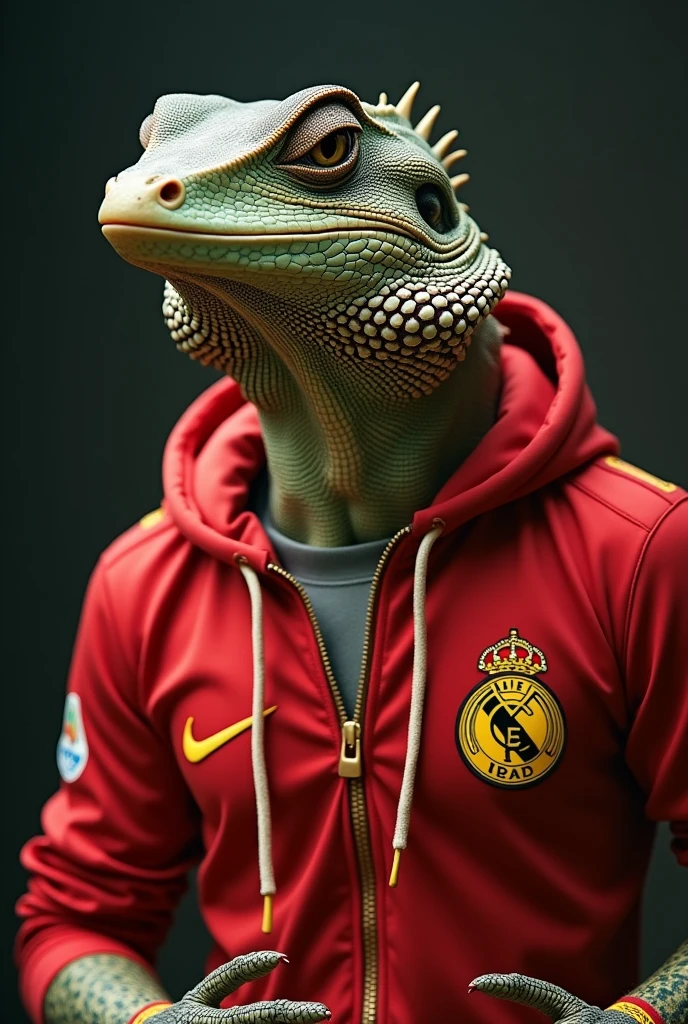 lizard wearing cristiano ronaldo's clothes