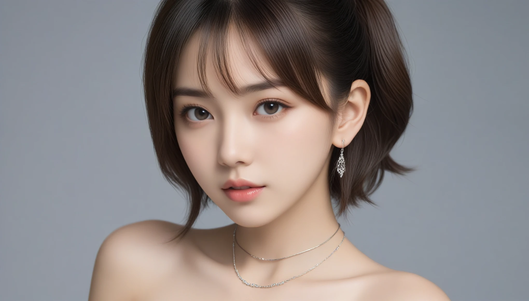 (1 cute Korean star), ((Best quality, 8k, Masterpiece: 1.3)), Focus: 1.2, Perfect Body Beauty: 1.4 , ((Layered short hair: 1.2)), , (night, Street:1.3), Highly detailed face and skin texture, Delicate eyes, Double eyelids, Whitening skin, (Dress: 1.3)