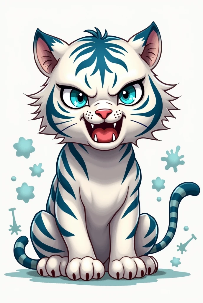 white tiger for chemical team cute drawing but with an angry face