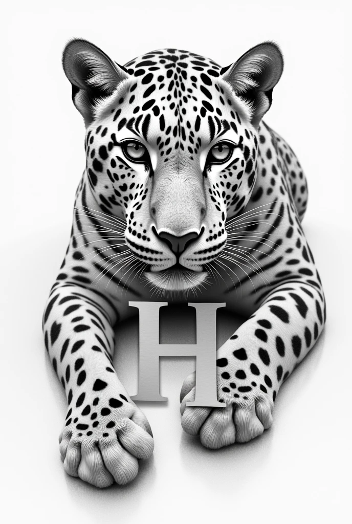 create art combination pencil sketch of leopard and letter H
