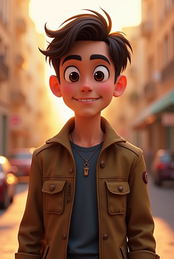Create a non-realistic young and intelligent man character from a Marvel cartoon style animated film, with high quality, best qualityer