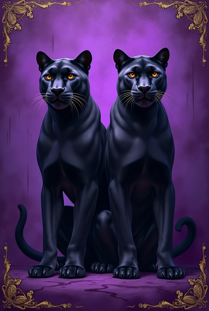 A purple written flag with predominant purple color and panthers as the main animal