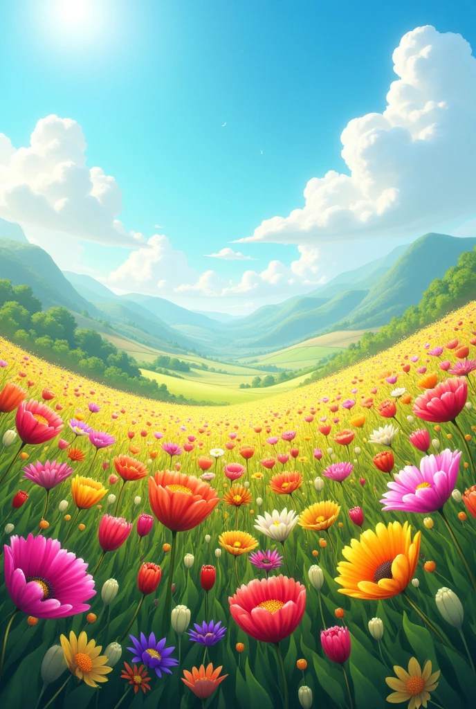 A field with beautiful flowers