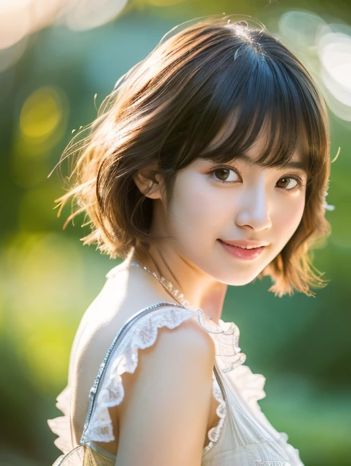 (((masterpiece))), Highest quality, Ultra-detailed, Very detailed, Detailed Background, light, Very beautiful girl, Japanese, 20th Generation, Detailed face, alone, smile, (whole body:1.3), (short hair:1.2), bangs, ((Fuller lips)), (Perfect body:1.1), ((Fashionable clothes)), Sunrise glow, summer, In 8K, wallpaper, wonderful, In detail, Very detailed, Ultra-high resolution, Very detailed, Pure erotic face, Very detailed目と顔, Beautiful attention to detail, Very detailed皮膚, No makeup, (Natural Skin),