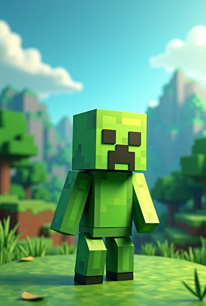 Green themed human character with Minecraft style