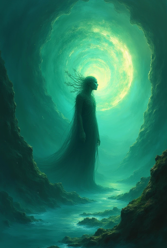 Make an art in green and blue colors