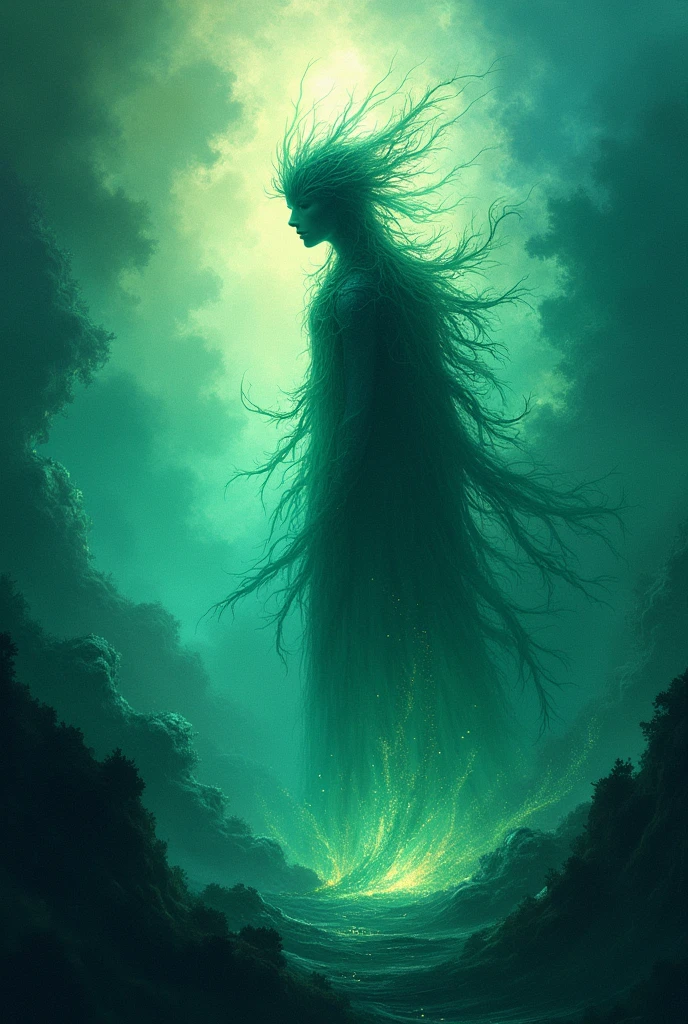 Make an art in green and blue colors