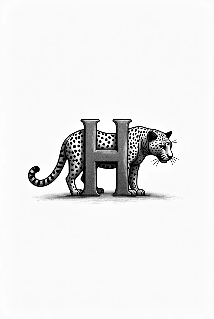 help create art combination trick pencil simple sketch of leopard and letter H to look like one as it's look like H and same time leopard as they joined structure logo for havana enterprices