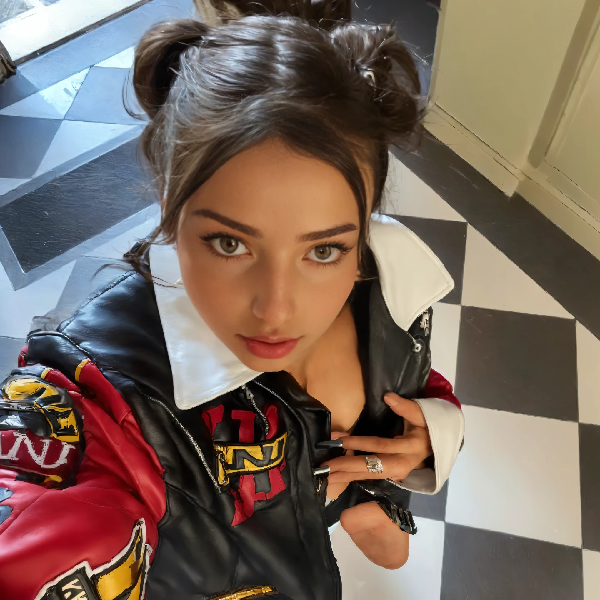 Arafed woman in a leather jacket and a red and black jacket, Portrait Sophie Mudd, Bella Hadid - The great adventure by the sea, charli xcx, Dua Lipa, profile pic, isabela moner, portrait Emily Ratajkowski, pokimane, Bella Poarch, Style by Julia Razumova, soft devil queen madison beer, Emily Ratajkowski